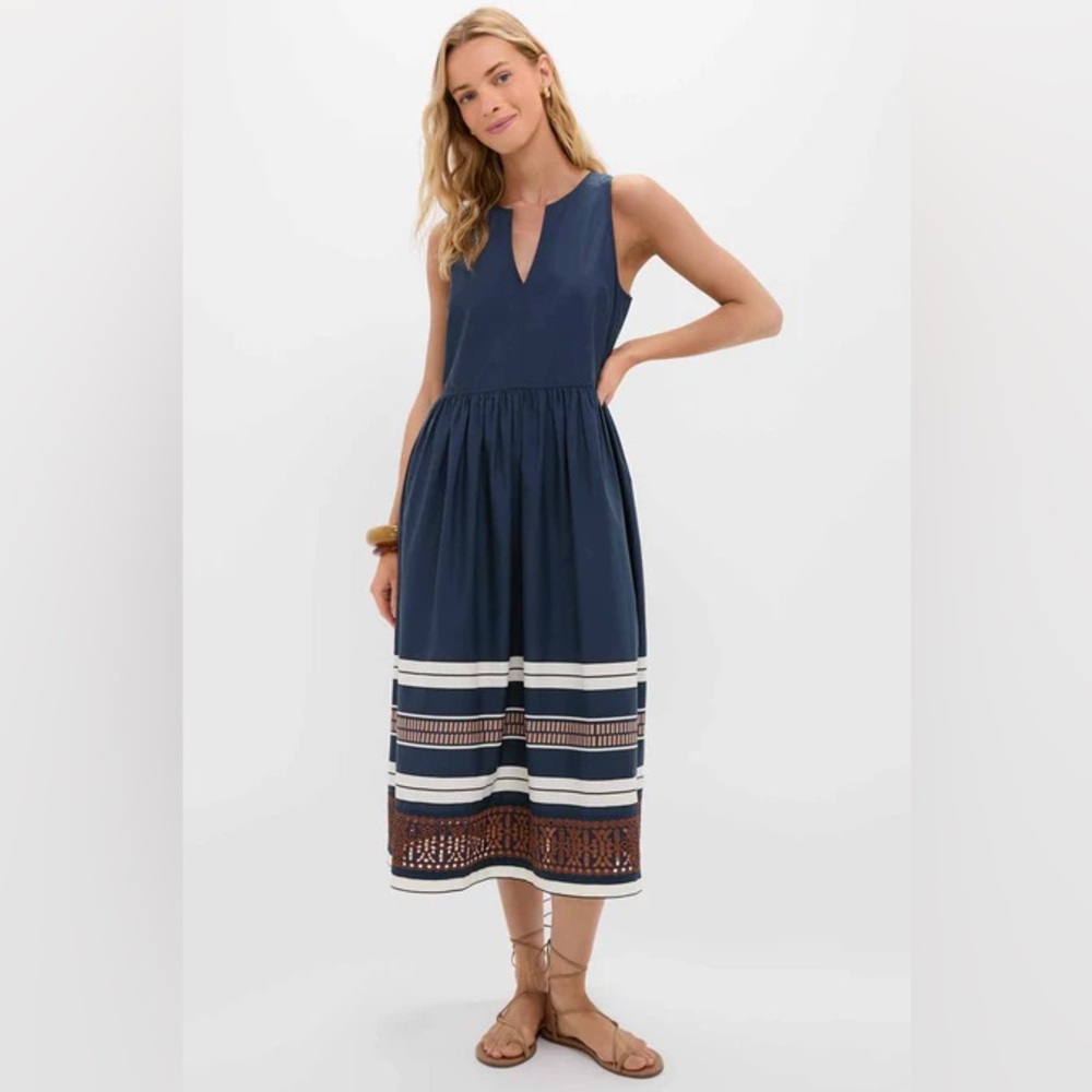 NWT / Tuckernuck Riverside Stripe Cotton Eyelet Elsie Dress / Size L